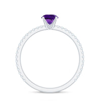 Real Amethyst Diamond Promise Ring for Women