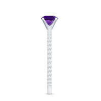 Real Amethyst Diamond Promise Ring for Women
