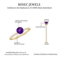 Real Amethyst Diamond Promise Ring for Women