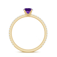 Real Amethyst Diamond Promise Ring for Women