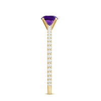 Real Amethyst Diamond Promise Ring for Women