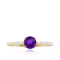 Real Amethyst Diamond Promise Ring for Women