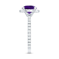 Certified Real 2 Carat Amethyst Engagement Ring with Moissanite Halo