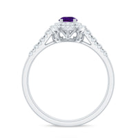 Natural 1.2 Carat Amethyst Engagement Ring with Moissanite Double Halo