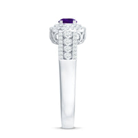 Natural 1.2 Carat Amethyst Engagement Ring with Moissanite Double Halo