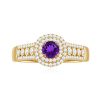 Natural 1.2 Carat Amethyst Engagement Ring with Moissanite Double Halo