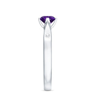Round shape 1/2 ct amethyst solitaire ring with diamond accents, crafted by Rosec Jewels, showcased on a white background.