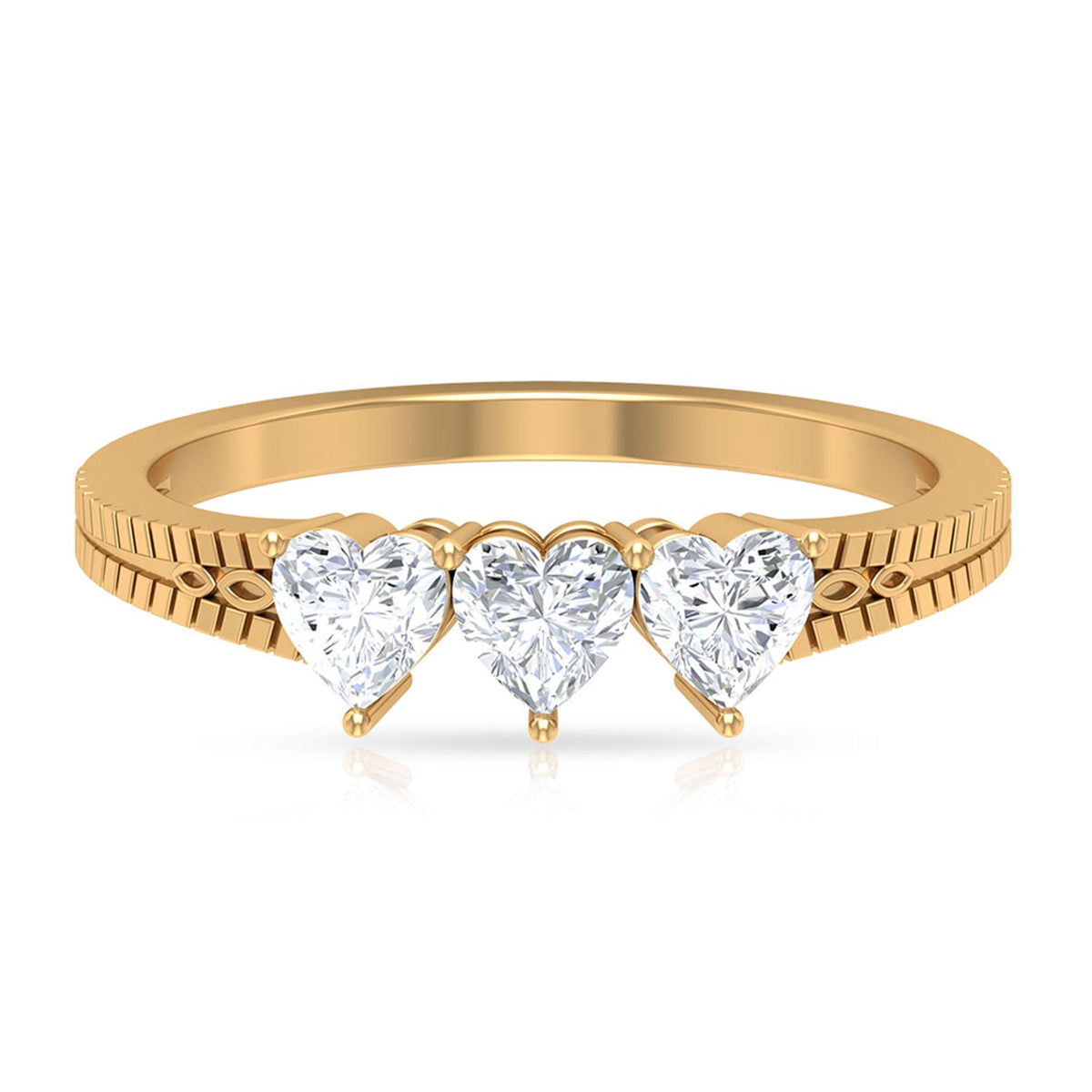 3/4 CT Heart Shape Zircon Three Stone Promise Ring