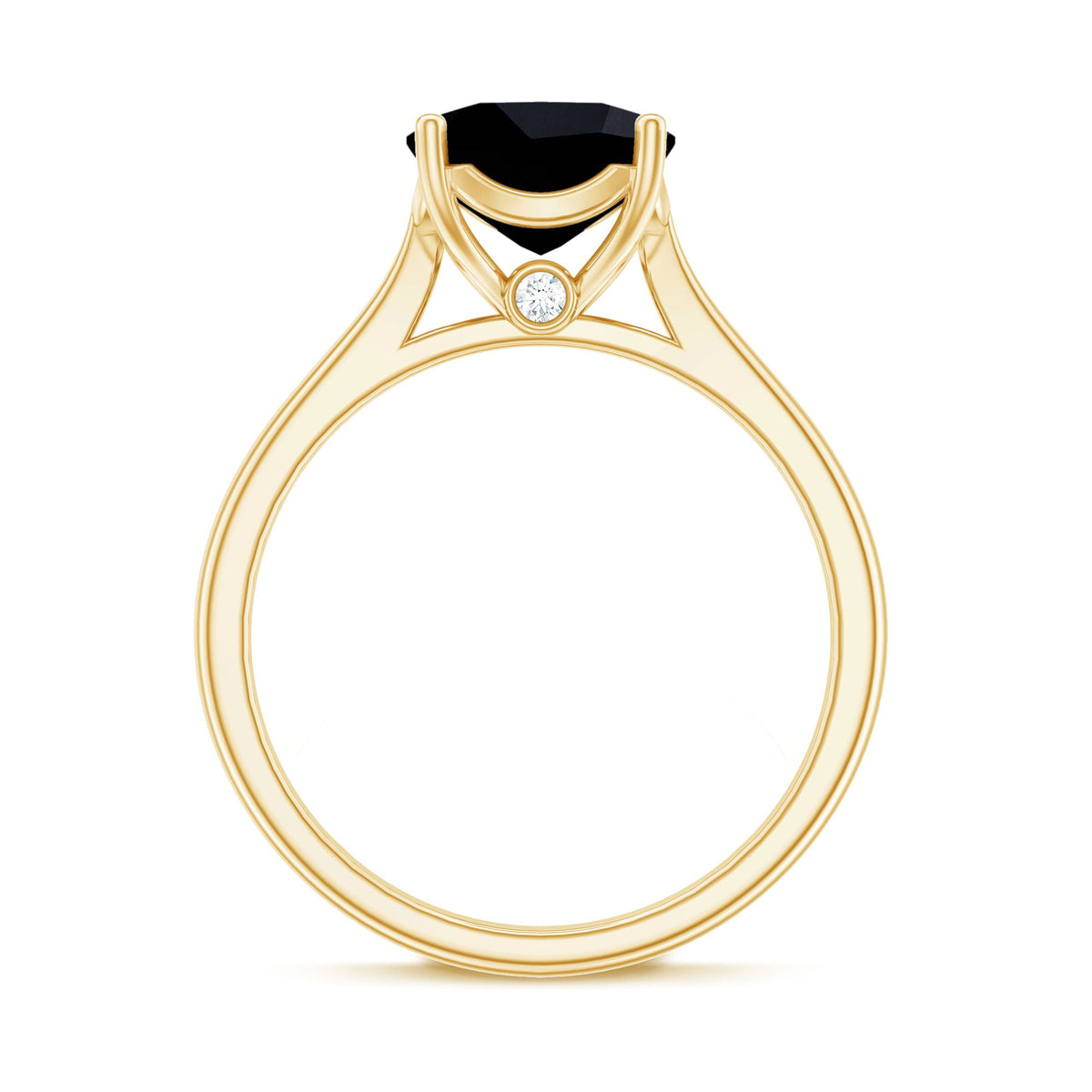 Two-carat cushion cut black onyx solitaire engagement ring from Rosec Jewels showcasing the elegant black gemstone on a silver band.
