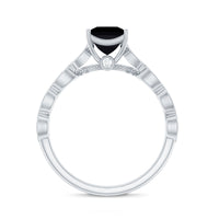Princess Cut Black Onyx and Diamond Designer Engagement Ring