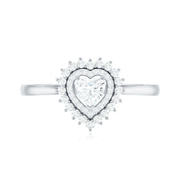 Certified Real 0.25 Carat Diamond Heart Engagement Ring with Double Halo