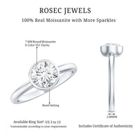 Bezel Set Moissanite Solitaire Ring For Engagement