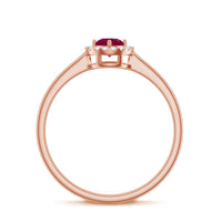 Genuine Ruby promise ring with diamond halo from Rosec Jewels, showcasing a sparkling ruby center and elegant diamond accents.