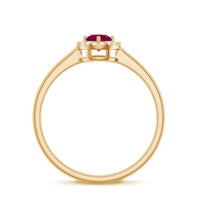 Genuine ruby promise ring with diamond halo from Rosec Jewels, featuring a vibrant ruby center stone surrounded by sparkling diamonds.