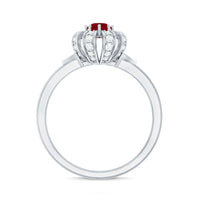Natural Ruby Flower Engagement Ring with Diamond
