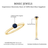 Genuine Blue Sapphire September Birthstone Ring for Women