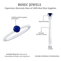 Real 0.9 Carat blue sapphire promise ring with diamonds from Rosec Jewels, showcasing a silver band and sparkling gemstone accents.