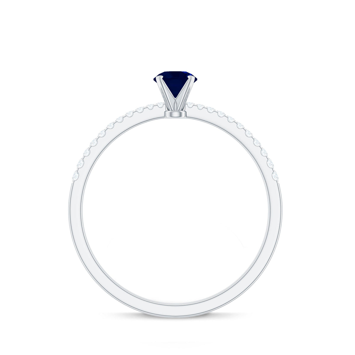Real 0.9 carat blue sapphire promise ring with diamonds from Rosec Jewels, featuring a silver band and elegant gemstone setting.