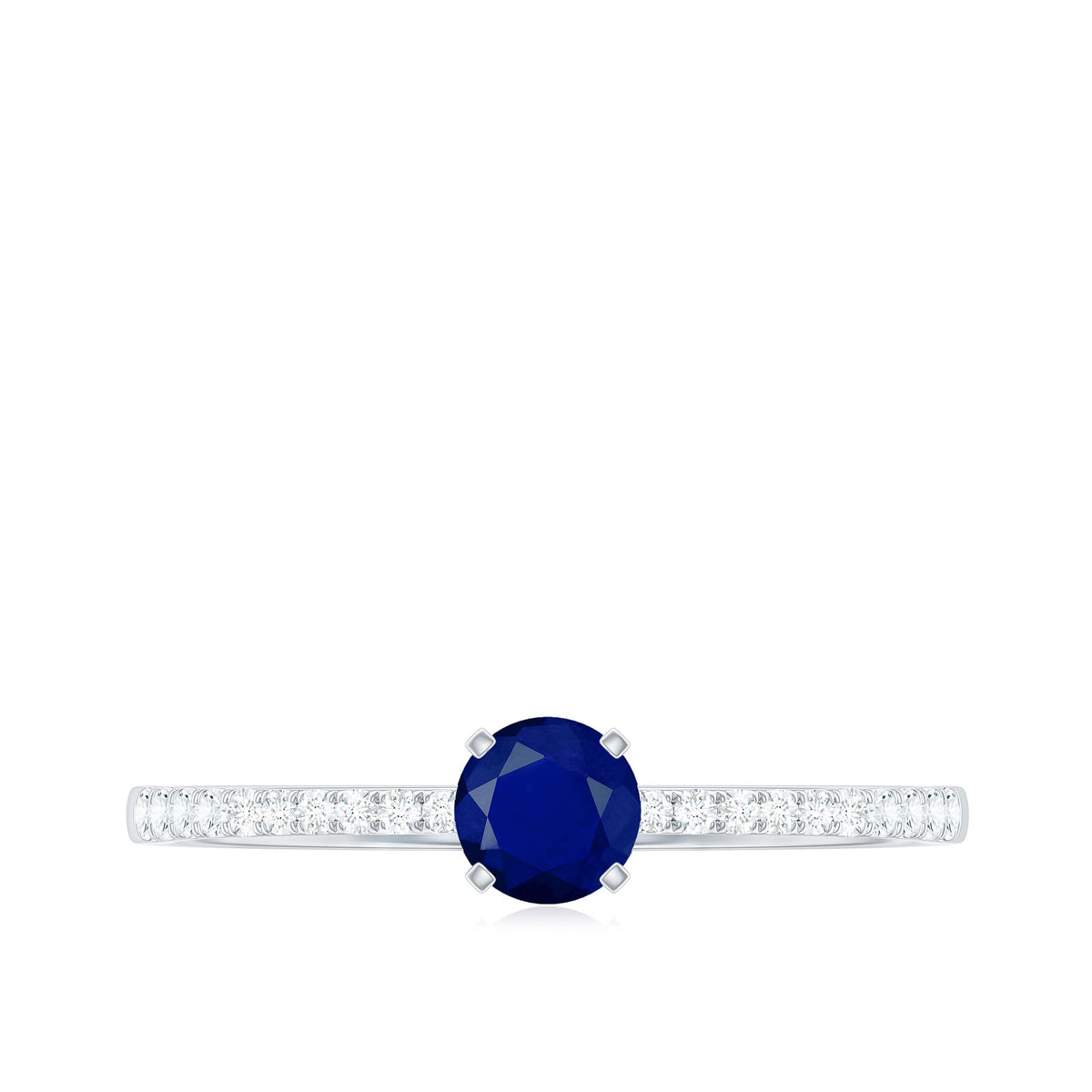 Real 0.9 carat blue sapphire promise ring with diamonds by Rosec Jewels, featuring a silver band and elegant design.