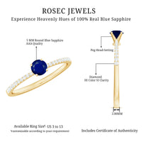 Real 0.9 carat blue sapphire promise ring with diamond accents by Rosec Jewels, featuring a silver band and elegant design.