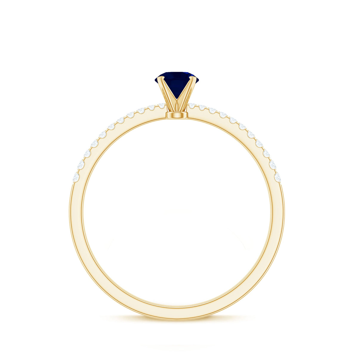 Real 0.9 carat blue sapphire promise ring with diamonds from Rosec Jewels, featuring a gold band and sparkling gemstone accents.