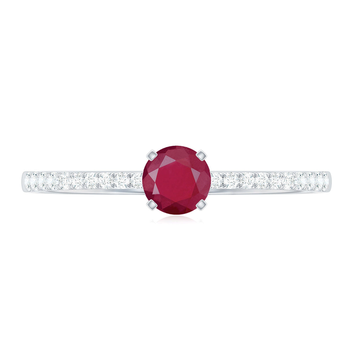 Natural 0.6 Carat Ruby Promise Ring with Diamond