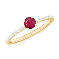 Natural 0.6 Carat Ruby Promise Ring with Diamond