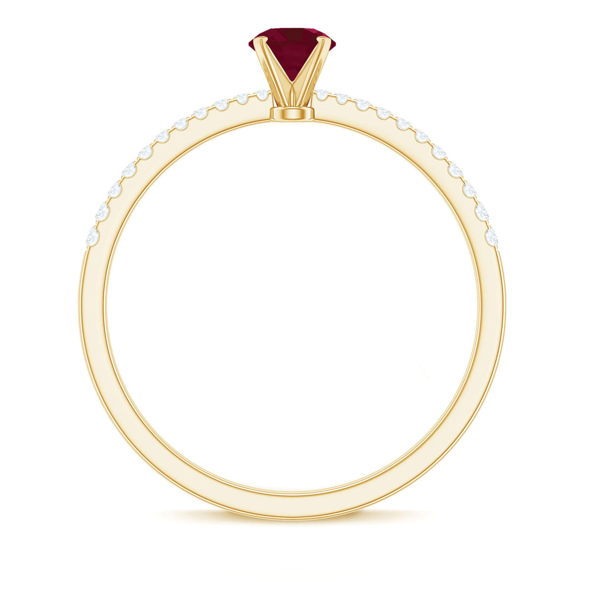 Natural 0.6 Carat Ruby Promise Ring with Diamond