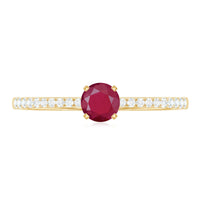 Natural 0.6 Carat Ruby Promise Ring with Diamond