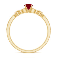 Vintage style 0.6 carat ruby and diamond engagement ring for women by Rosec Jewels, featuring a detailed ring design.