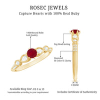 Vintage-inspired engagement ring featuring a genuine ruby and diamond accents, crafted by Rosec Jewels.