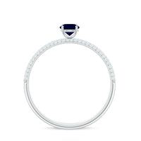 Genuine Blue Sapphire and Diamond Side Stone Engagement Ring