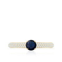 Genuine Blue Sapphire and Diamond Side Stone Engagement Ring