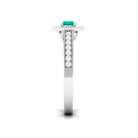Real Half Carat Emerald Engagement Ring with Diamond Halo
