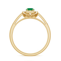 Real Half Carat Emerald Engagement Ring with Diamond Halo