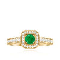 Real Half Carat Emerald Engagement Ring with Diamond Halo