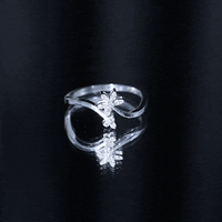 Diamond Floral Ring with Curved Shank