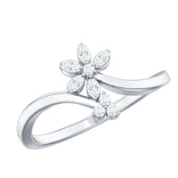 Diamond Floral Ring with Curved Shank