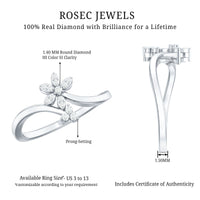 Diamond Floral Ring with Curved Shank