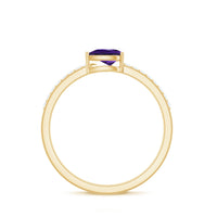 Pear-shaped natural amethyst engagement ring with diamond accents, featuring a 1-carat center stone from Rosec Jewels.