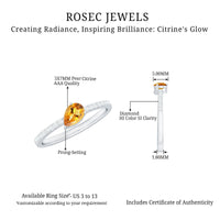 Natural Pear Shape Citrine Engagement Ring with Diamond