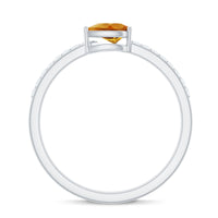 Natural Pear Shape Citrine Engagement Ring with Diamond