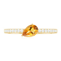 Natural Pear Shape Citrine Engagement Ring with Diamond