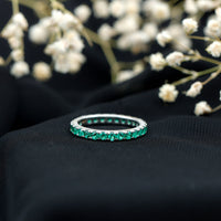 Certified Lab Grown Emerald Stackable Eternity Ring for Women
