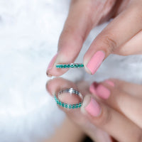 Certified Lab Grown Emerald Stackable Eternity Ring for Women