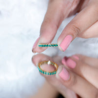 Certified Lab Grown Emerald Stackable Eternity Ring for Women