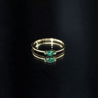 4X8 MM Marquise Lab Grown Emerald East West Promise Ring