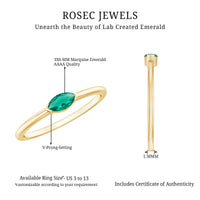 4X8 MM Marquise Lab Grown Emerald East West Promise Ring