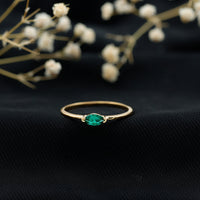 4X8 MM Marquise Lab Grown Emerald East West Promise Ring