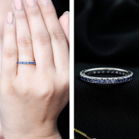 Certified Lab Created Blue Sapphire Full Eternity Stackable Ring